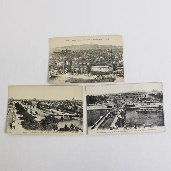 Lot of 3 Vintage Paris  France Litho Postcards 1910s River Views