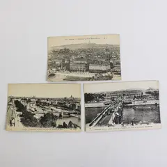 Lot of 3 Vintage Paris  France Litho Postcards 1910s River Views