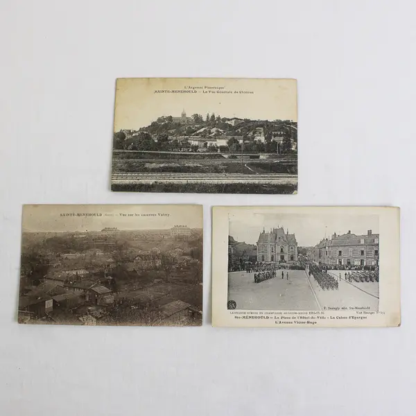 Lot of 3 Vintage Sainte-Menehould France Litho Postcards 1910s
