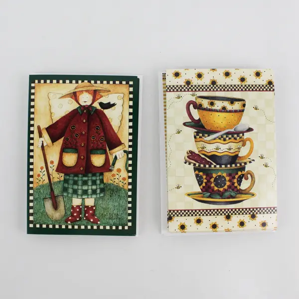 Lot of 7 Debbie Mumm Notecards with Envelopes Garden Angels & Time For Tea