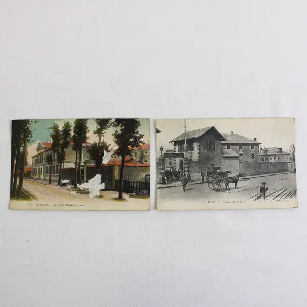 Lot of 2 Vintage Le Mans France Litho Postcards 1910s