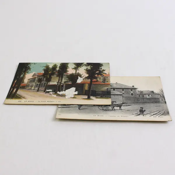 Lot of 2 Vintage Le Mans France Litho Postcards 1910s