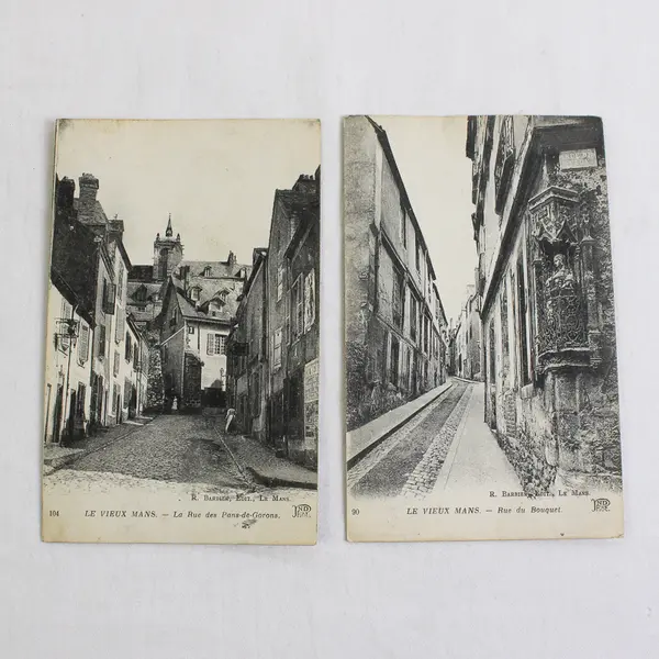 Lot of 2 Vintage Le Vieux Mans France Litho Postcards 1910s
