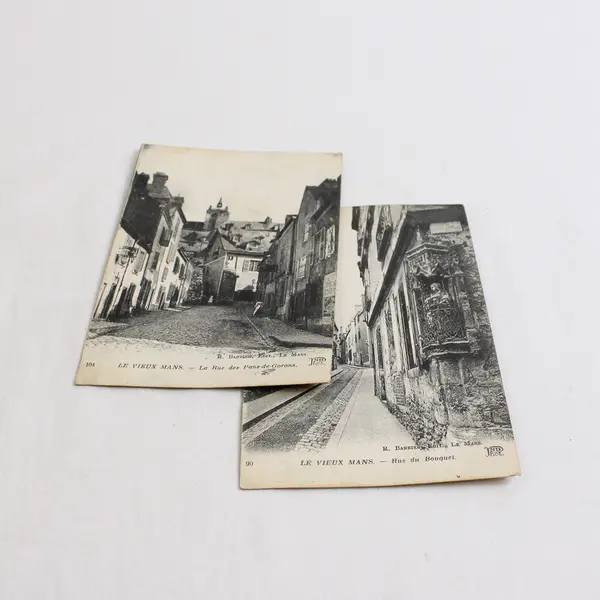Lot of 2 Vintage Le Vieux Mans France Litho Postcards 1910s