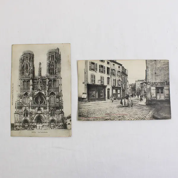 Lot of 2 Vintage Toul France Lithograph Postcards 1910s