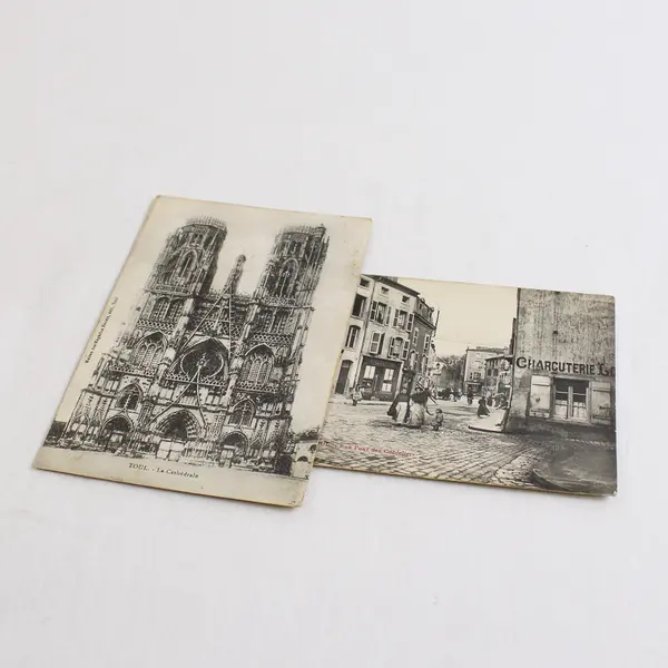 Lot of 2 Vintage Toul France Lithograph Postcards 1910s