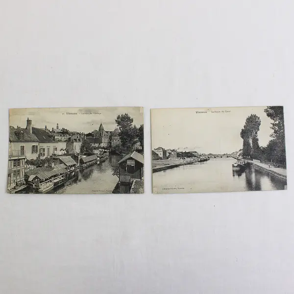 Lot of 2 Vintage Vierzon France Lithograph Postcards 1910s