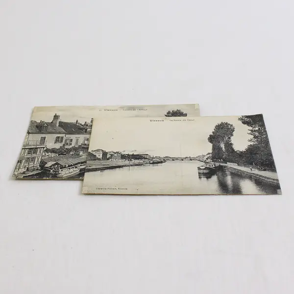 Lot of 2 Vintage Vierzon France Lithograph Postcards 1910s