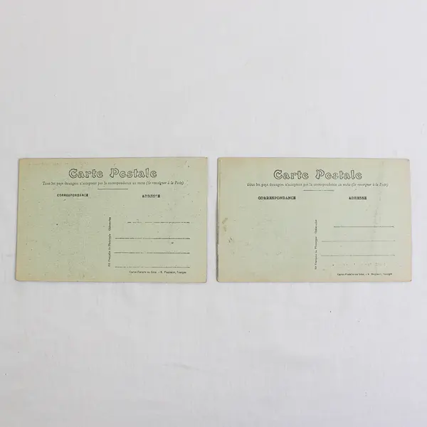 Lot of 2 Vintage Foecy France Chateau Lithograph Postcards 1910s