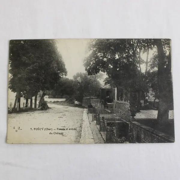 Lot of 2 Vintage Foecy France Chateau Lithograph Postcards 1910s