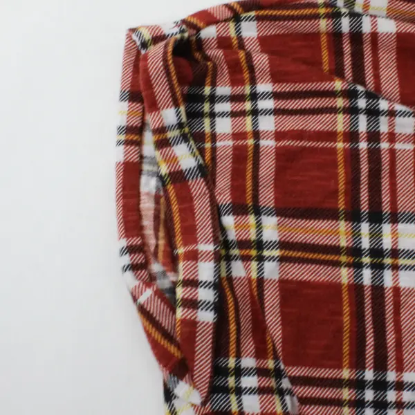 No Boundaries Juniors L 11-13 Orange Flannel Drawstring Waist Short Sleeve Shirt