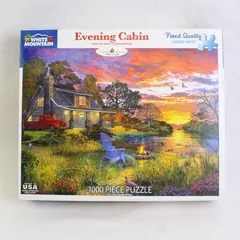 White Mountain Evening Cabin Jigsaw Puzzle #1417, 1000 Pcs., Complete