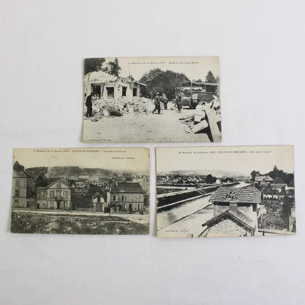 Lot of 3 2nd Battle Of Marne 1918 France Litho Postcards WWI