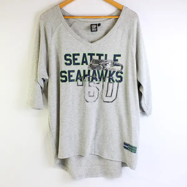 NFL Team Apparel Gray Seattle Seahawks Quarter Length Sleeve Sweater Women's XL