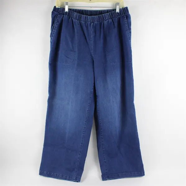 Woman Within Women's 20W Petite Medium Wash Elastic Waist Pull On Pants