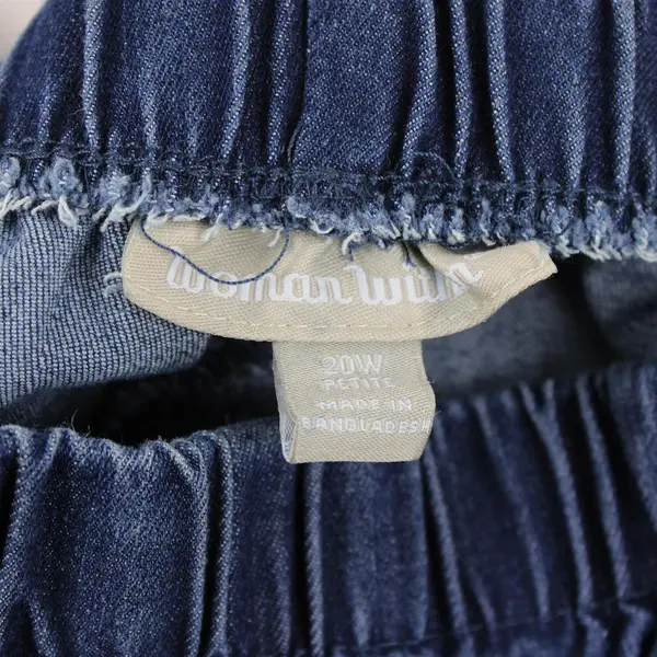 Woman Within Women's 20W Petite Medium Wash Elastic Waist Pull On Pants