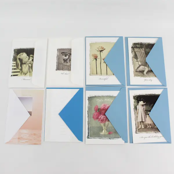 Lot of 9 Simple Charming Birthday Cards with Envelopes