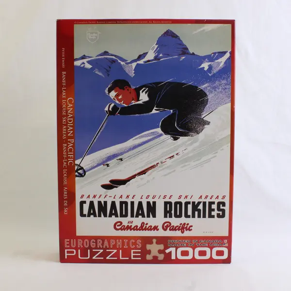 Canadian Pac. Banff-Lake Louise Ski Areas 1,000 pc. Jigsaw Puzzle, Complete