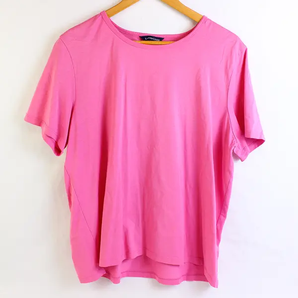 Lands' End Solid Pink Color Short Sleeve T-Shirt 100% Cotton Women's Size XL