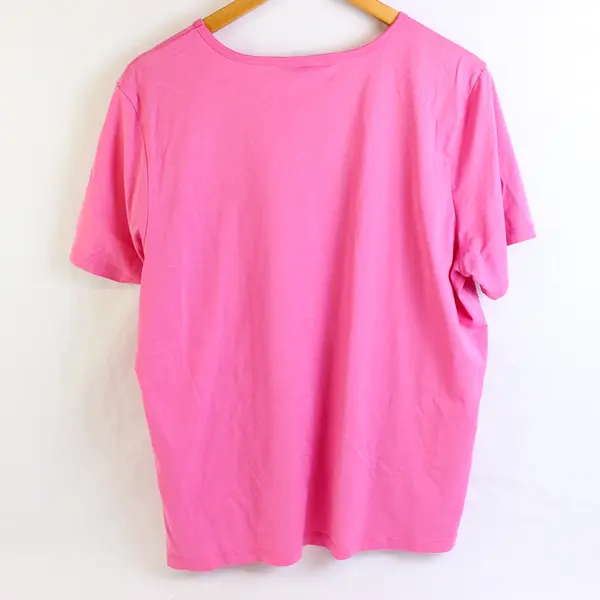 Lands' End Solid Pink Color Short Sleeve T-Shirt 100% Cotton Women's Size XL