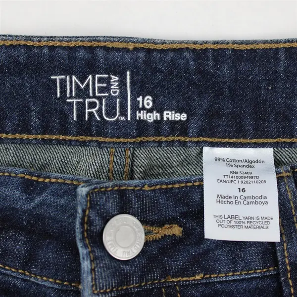 NWT Time and Tru Jeans Womens 16 High Rise Distressed Raw Hem Denim Jeans