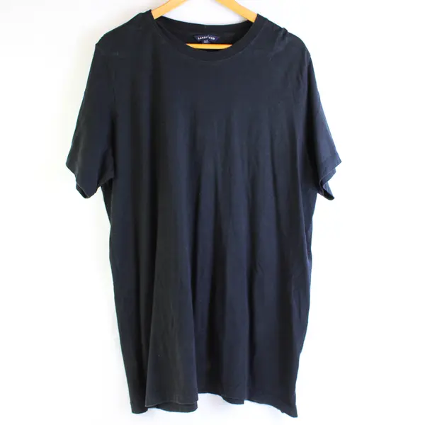 Lands' End Solid Black Color Short Sleeve T-Shirt 100% Cotton Women's Size XL