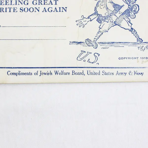 Hello Just Got Back Jewish Welfare US Army Navy Board Postcard 1919 WWI