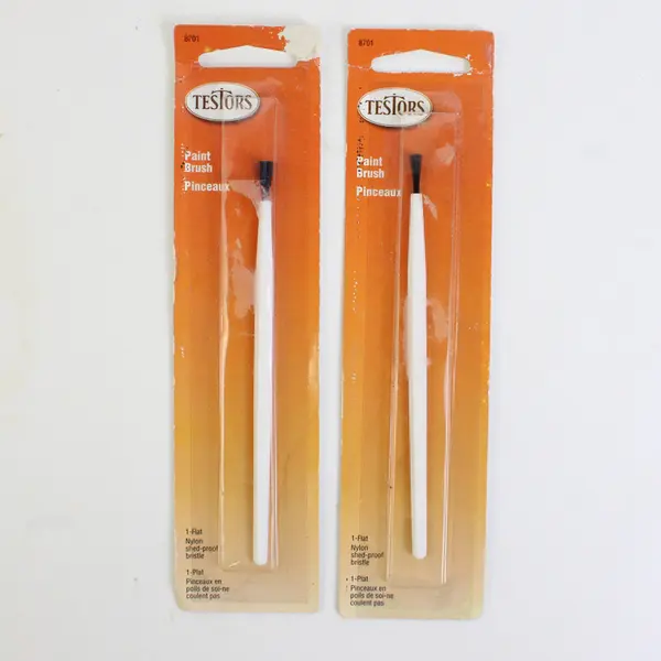 Lot of 3 Testors Paint Brushes, 2 Flat & 1 Pointed Tip, New