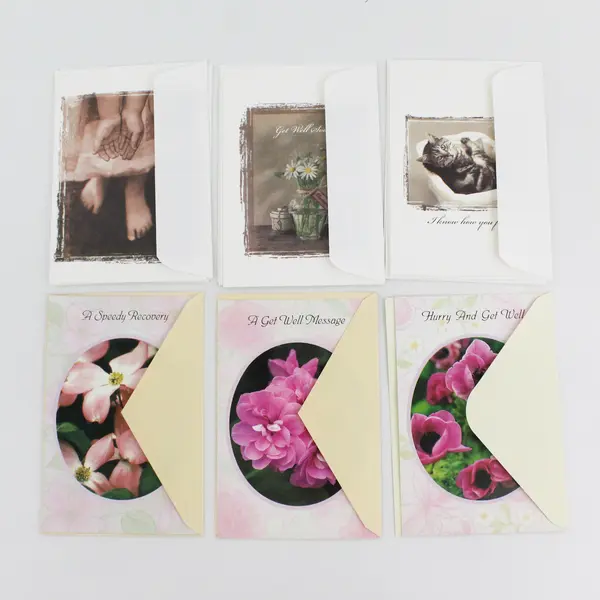Lot of 9 Simple Charming Get Well Cards with Envelopes