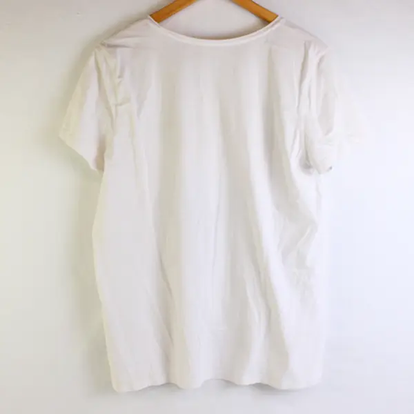 Laura Scott White Floral Short Sleeve T-Shirt 100% Cotton Women's Size XL