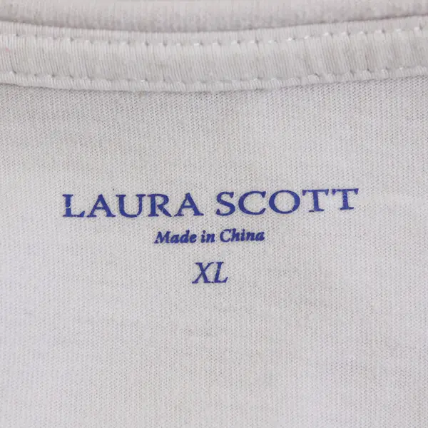 Laura Scott White Floral Short Sleeve T-Shirt 100% Cotton Women's Size XL