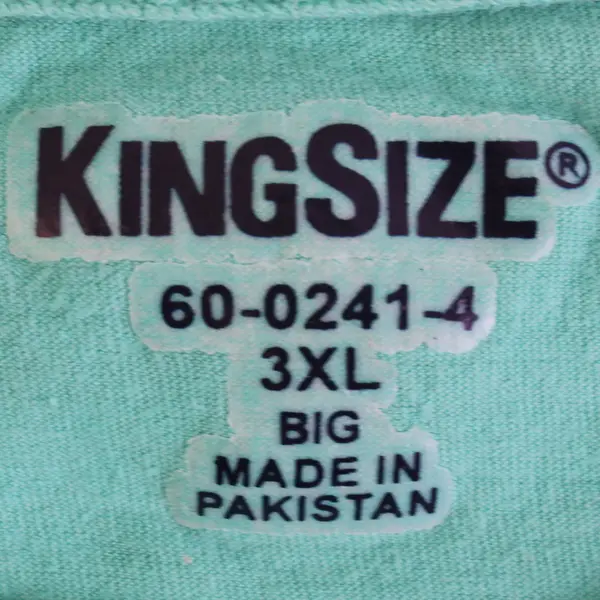 King Size Men's 3XL Turquoise 100% Cotton Short Sleeve T-Shirt