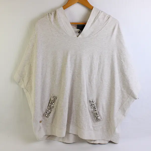 Fluent Life White Sleeveless Hoodie Sweater 100% Cotton Women's Size L