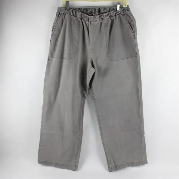 Woman Within Women's 20W Petite Grey Elastic Waist Pull On Pants