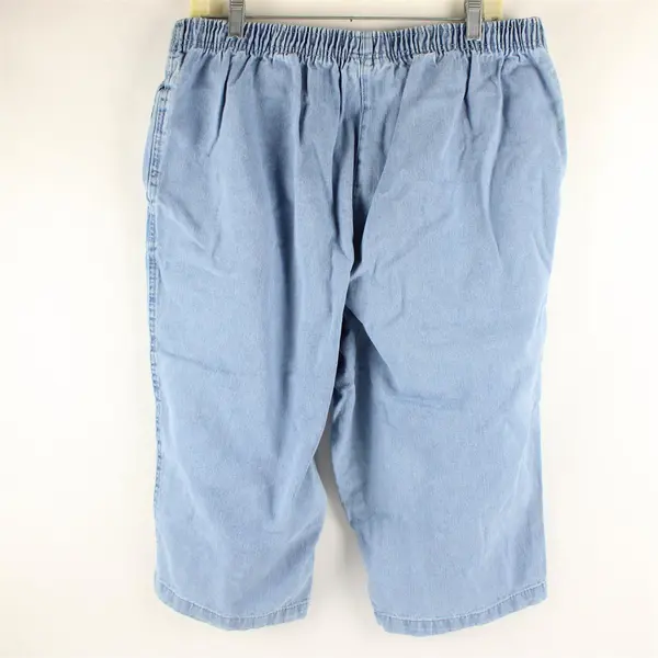 Woman Within Women's 20W Petite Light Wash Denim Elastic Waist Pull On Capris