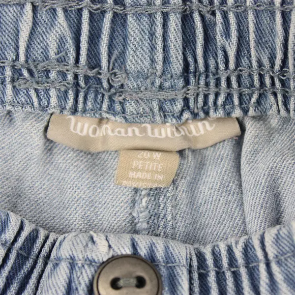 Woman Within Women's 20W Petite Light Wash Denim Elastic Waist Pull On Capris