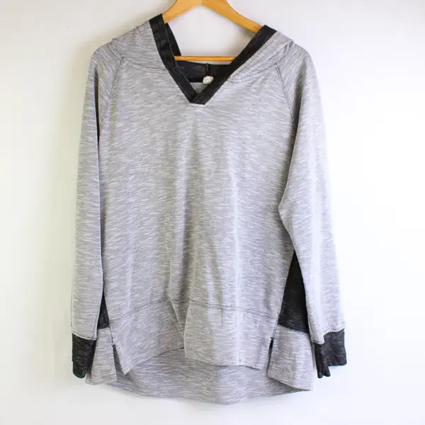 Danskin Now Gray Long Sleeve Hoodie Sweater Women's Size XL