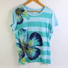 White Stag Blue Floral Pattern Short Sleeve T-Shirt Women's Size XL