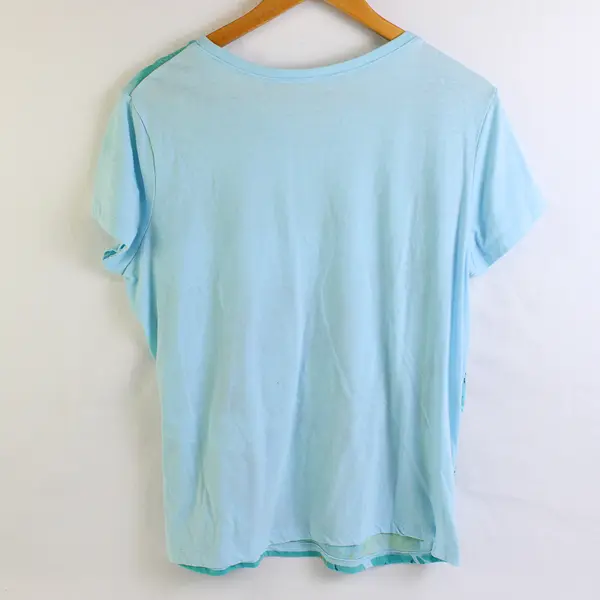 White Stag Blue Floral Pattern Short Sleeve T-Shirt Women's Size XL