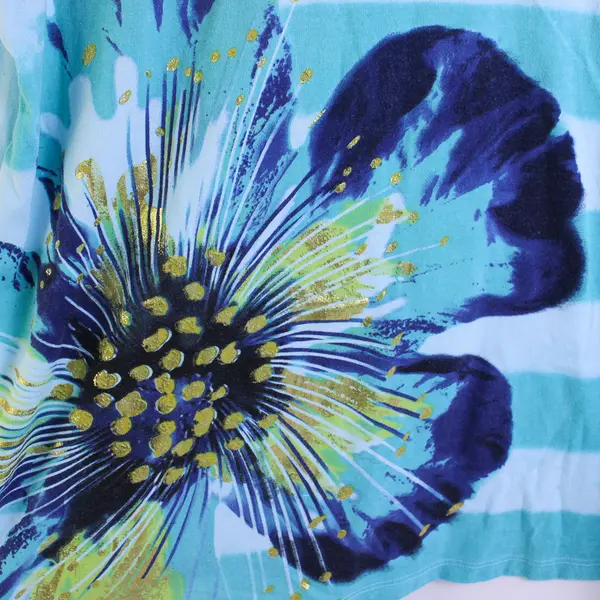 White Stag Blue Floral Pattern Short Sleeve T-Shirt Women's Size XL