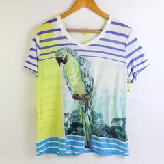White Stag Multicolor Parrot Bird Pattern Short Sleeve T-Shirt Women's Size XL