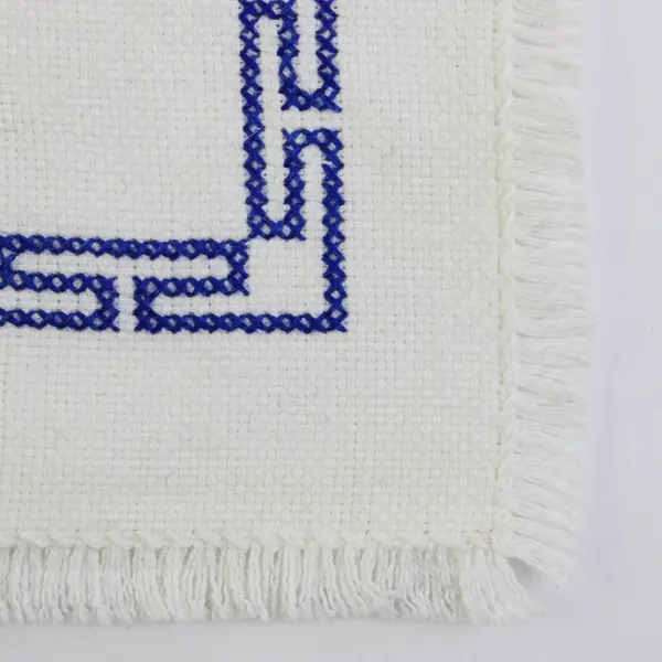 VTG Handmade Cottage Industry Program Embroidered In Korea Oriental Tea Towel 