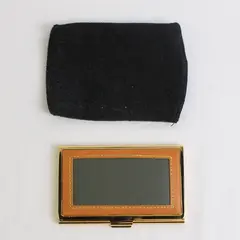 NWOT Unbranded Gold-Toned Metal and Brown Leather Hinged Cigarette Case