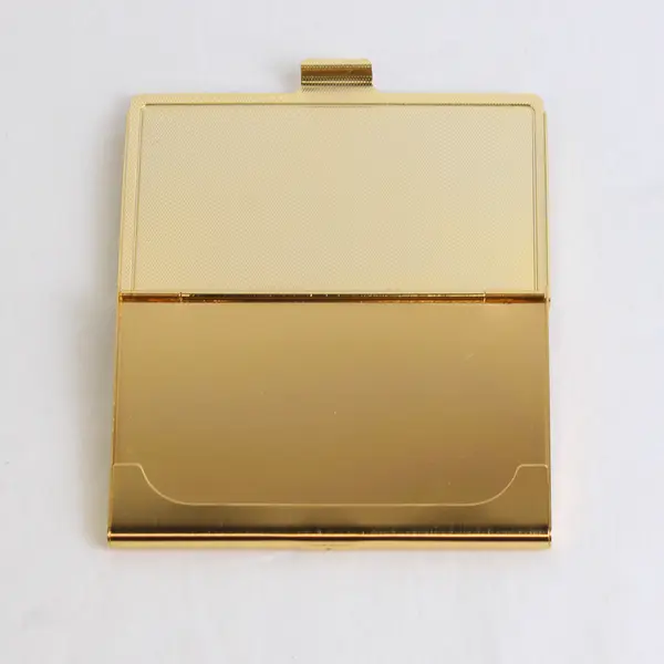 NWOT Unbranded Gold-Toned Metal and Brown Leather Hinged Cigarette Case