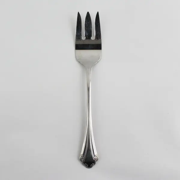 Oneida Silver Falkirk Pattern Stainless Med Cold Meat Serving Fork 8.5" Rare HTF