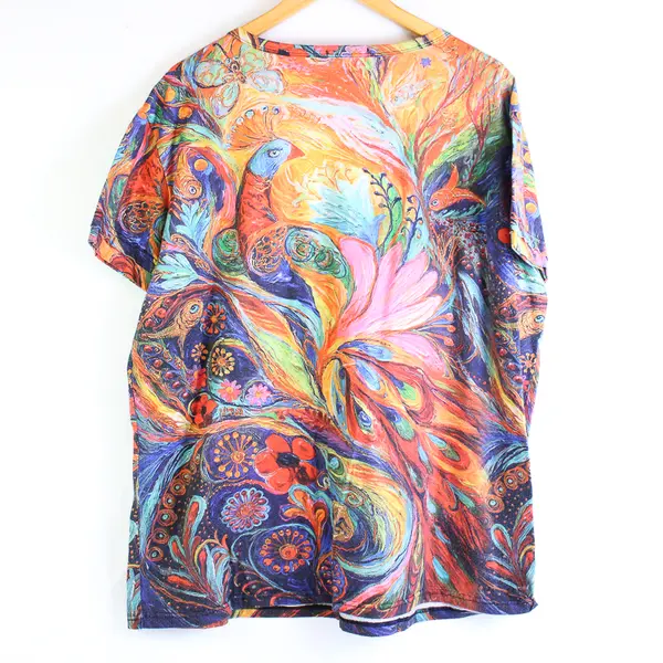 Just Fashion Now Multicolor Abstract Pattern Short Sleeve T-Shirt Womens Size XL