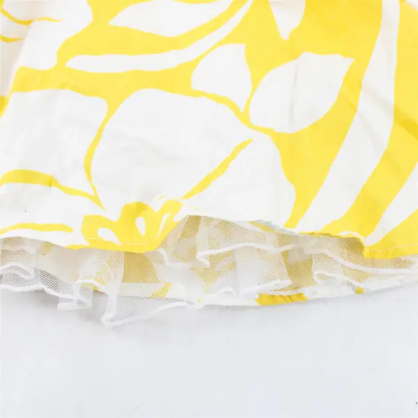 Y2K City Triangles Women's 7 Yellow & White Floral Halter Tie Neck Dress