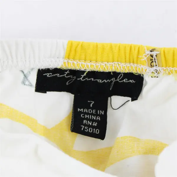 Y2K City Triangles Women's 7 Yellow & White Floral Halter Tie Neck Dress