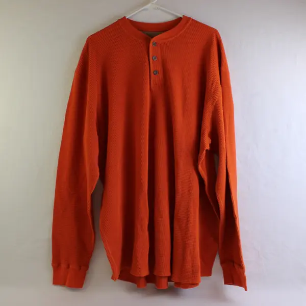 Eddie Bauer Orange Waffle Knit Long Sleeve Sweatshirt Men's Size 3XL