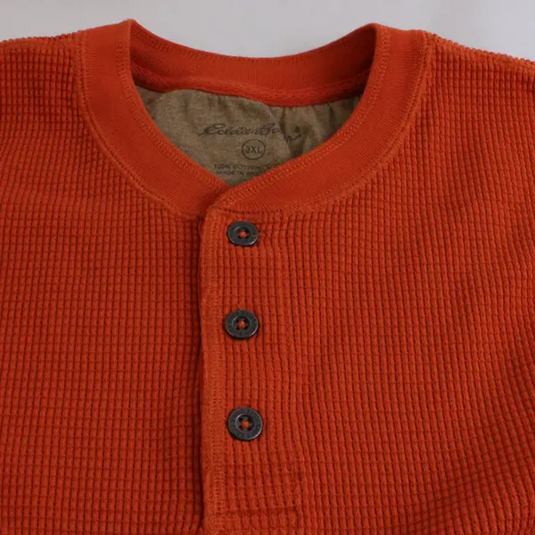 Eddie Bauer Orange Waffle Knit Long Sleeve Sweatshirt Men's Size 3XL
